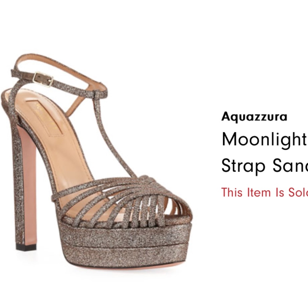 AQUAZZURA   Moonlight Metallic Fabric Platform T-strap Sandals In Multimetal